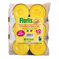 FLORTIS - Maxi tealights citronella 12 pz